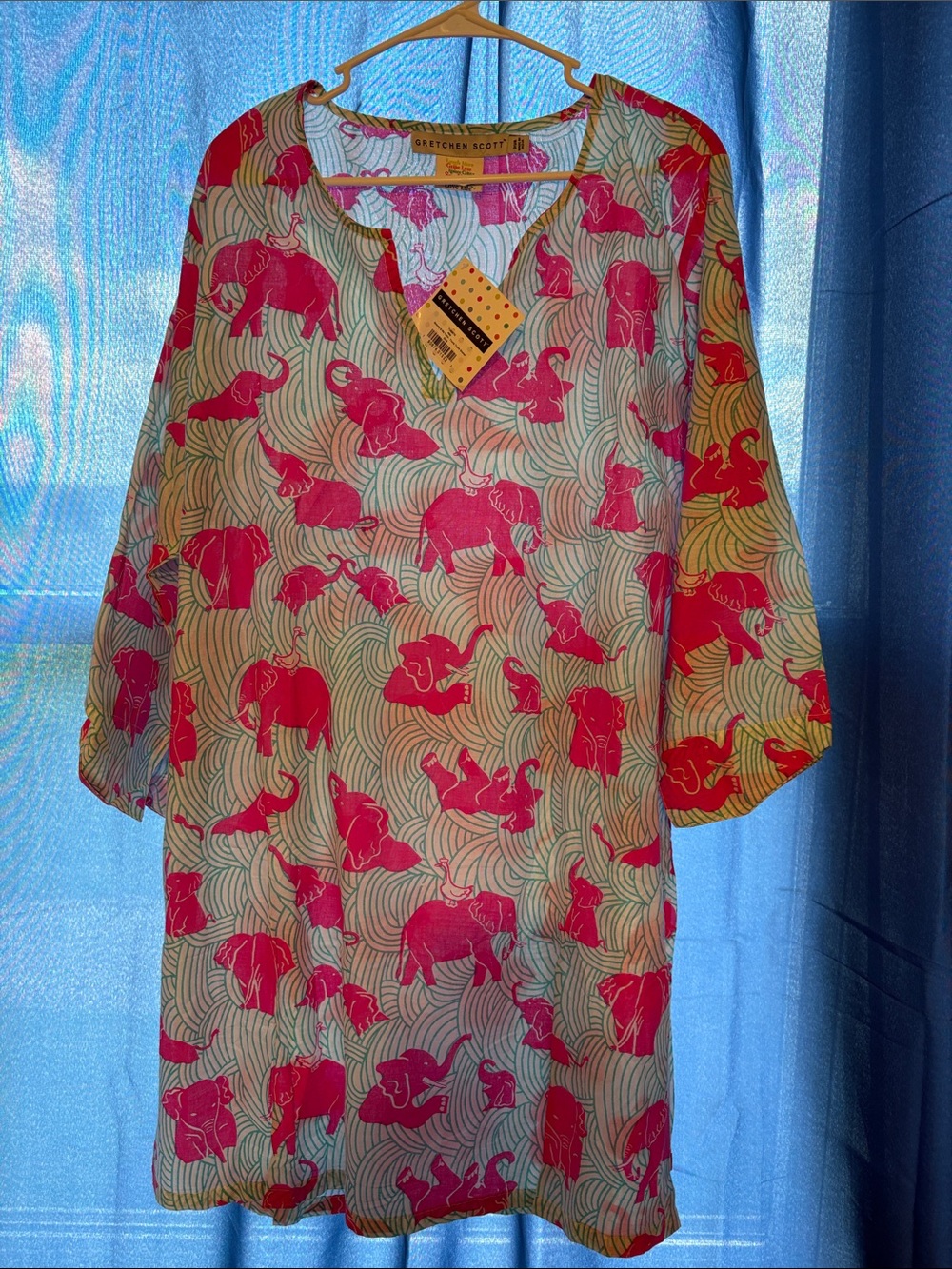 Gretchen Scott Designs Pink Elephant Print Casual Girls Dress
